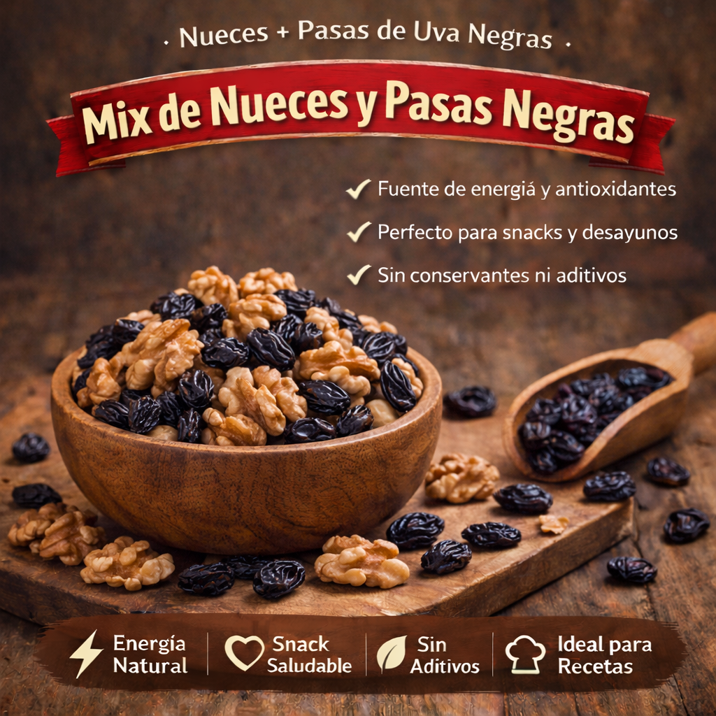 Mix Nueces + Pasas de Uva Negras